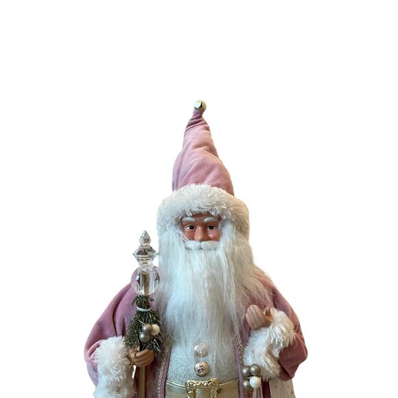34th & Pine 23" Pink Velvet Santa w/ Crystal Ornaments Christmas Holiday New - Picture 3 of 16